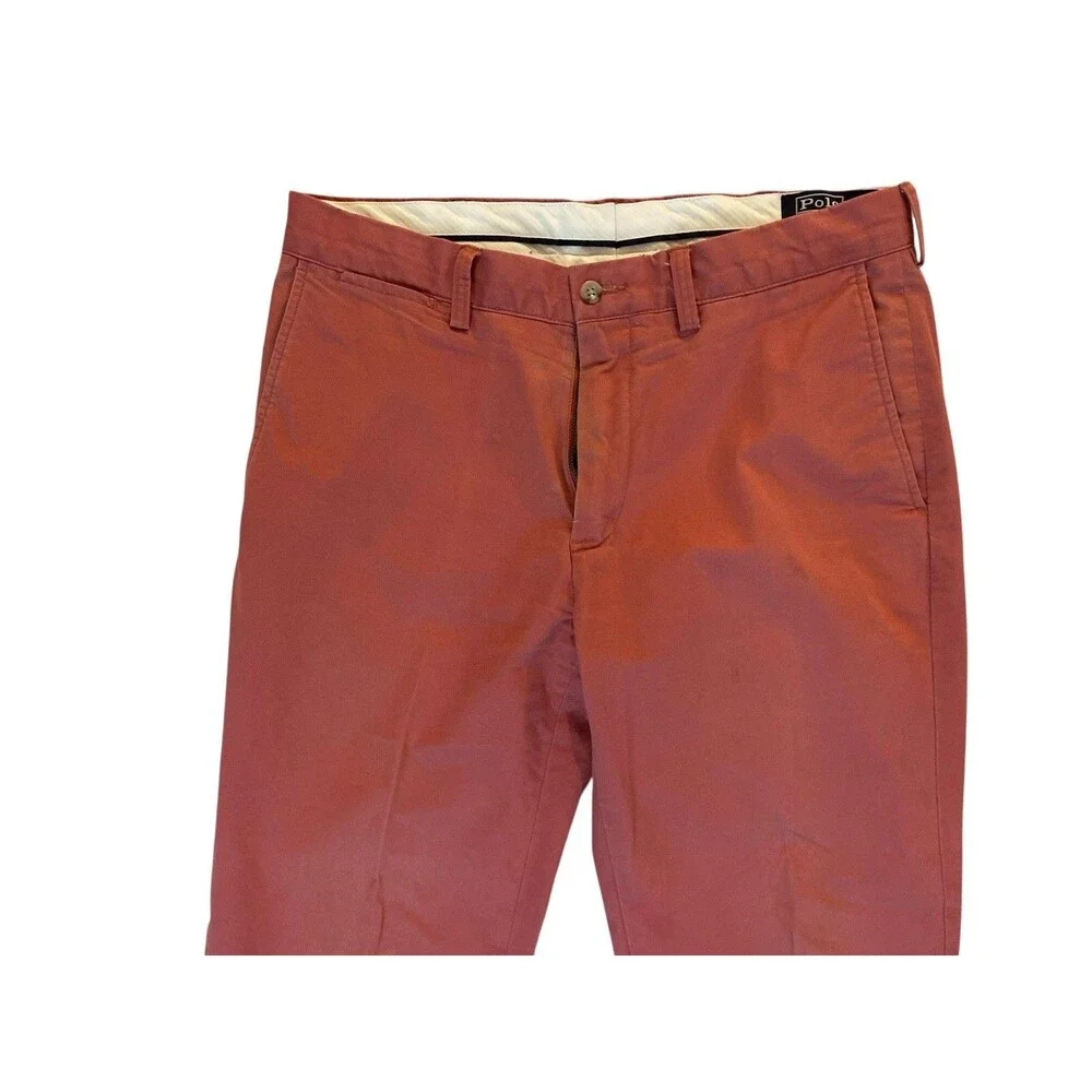 Polo Ralph Lauren Classic Fit Pants 34x32 Coral Red Flawed Stretch Cotton Preppy